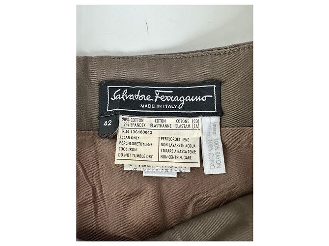 Salvatore Ferragamo Abito vintage Ferragamo in cotone stretch marrone M - vista 6