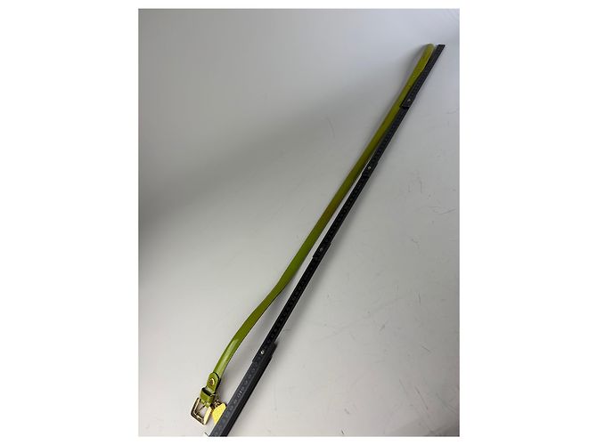 Vintage Givenchy Ledergürtel Limettengrün Schwarz Goldene Schnalle - Ansicht 12