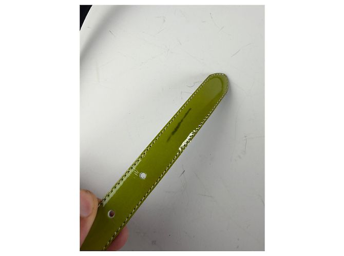 Vintage Givenchy Ledergürtel Limettengrün Schwarz Goldene Schnalle - Ansicht 4