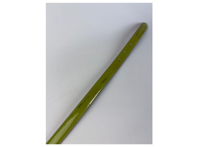 Vintage Givenchy Ledergürtel Limettengrün Schwarz Goldene Schnalle - Ansicht 5