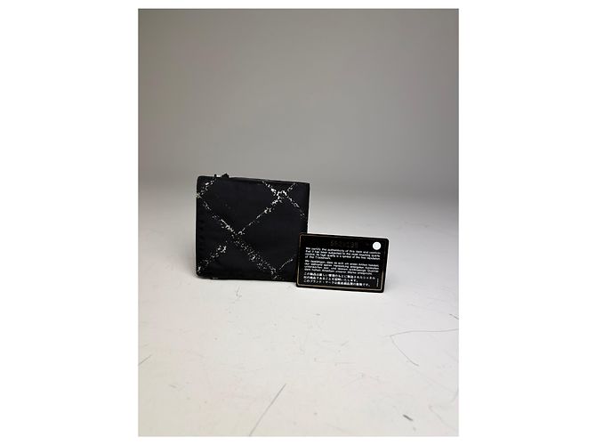 Vintage Chanel Nylon Card Holder Black White Silver - view 13