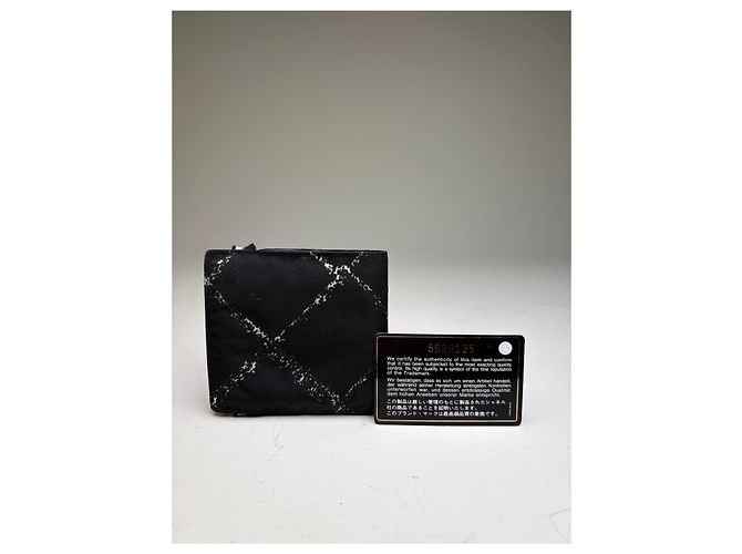 Vintage Chanel Nylon Card Holder Black White Silver - view 2