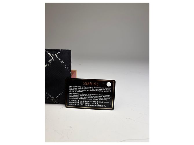 Vintage Chanel Nylon Card Holder Black White Silver - view 8
