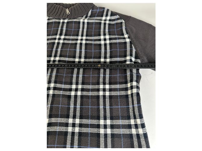 Vintage Burberry Woll-Check-Pullover für Herren Dunkelgrau M - Ansicht 11
