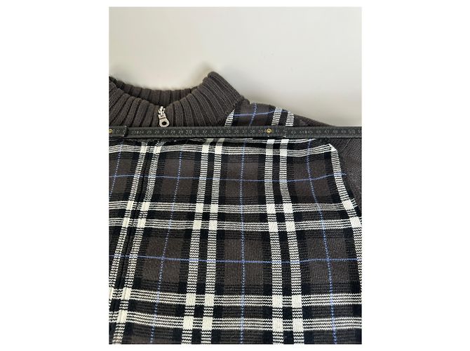 Vintage Burberry Woll-Check-Pullover für Herren Dunkelgrau M - Ansicht 13