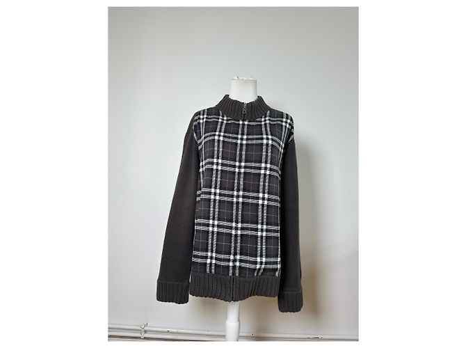 Vintage Burberry Woll-Check-Pullover für Herren Dunkelgrau M - Ansicht 14