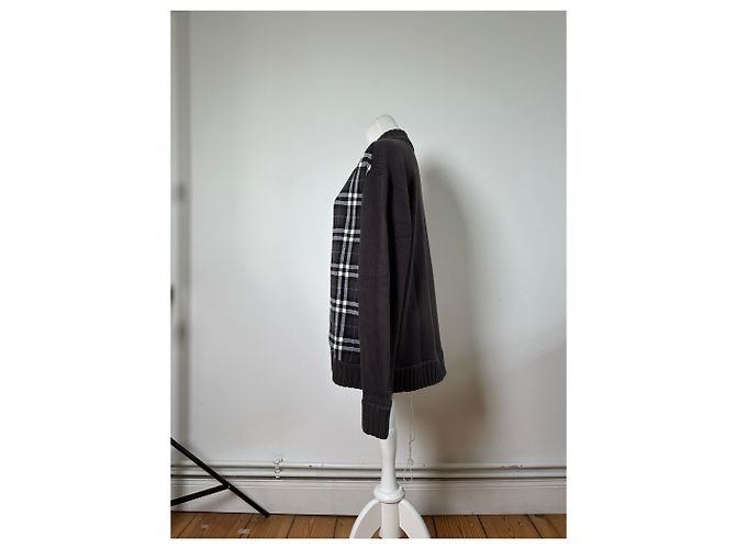 Vintage Burberry Woll-Check-Pullover für Herren Dunkelgrau M - Ansicht 2