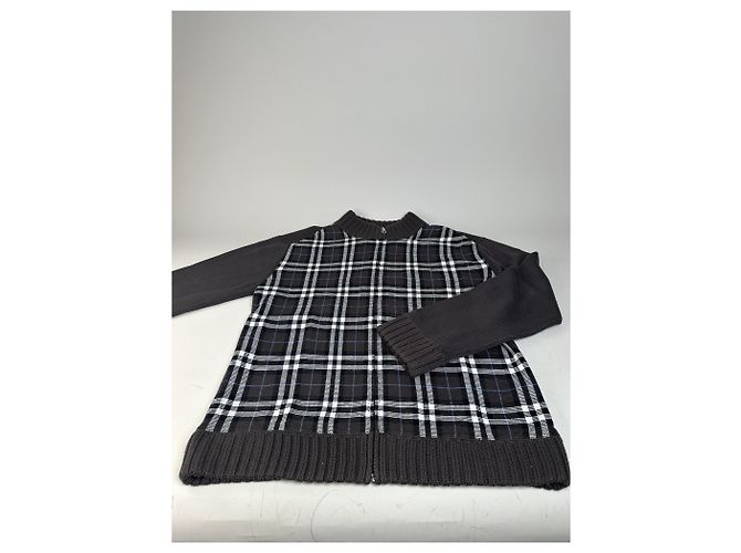 Vintage Burberry Woll-Check-Pullover für Herren Dunkelgrau M - Ansicht 5