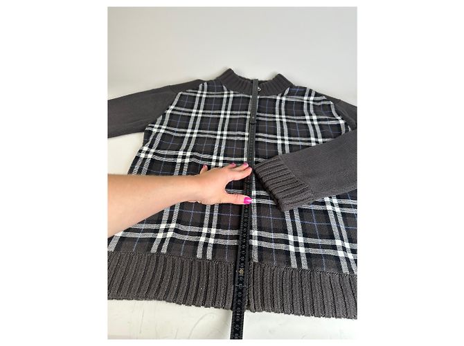 Vintage Burberry Woll-Check-Pullover für Herren Dunkelgrau M - Ansicht 8