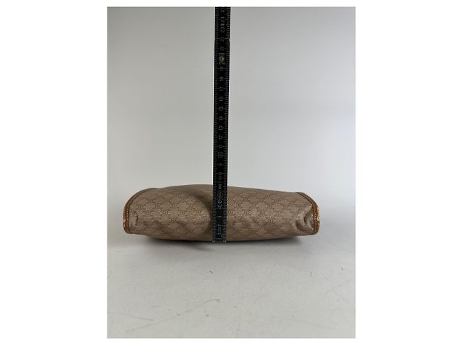 Céline Vintage Celine Coated Canvas Pouch Beige Tan Gold Reißverschluss - Ansicht 10