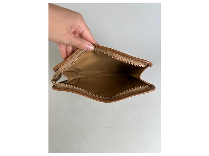 Céline Vintage Celine Coated Canvas Pouch Beige Tan Gold Reißverschluss - Ansicht 3