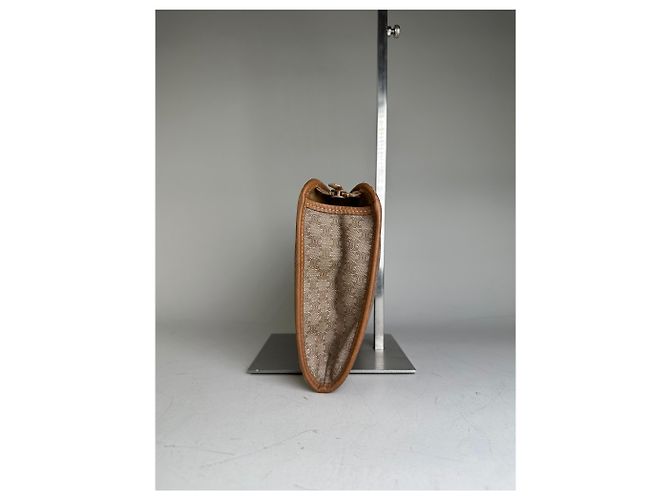 Céline Vintage Celine Coated Canvas Pouch Beige Tan Gold Reißverschluss - Ansicht 6