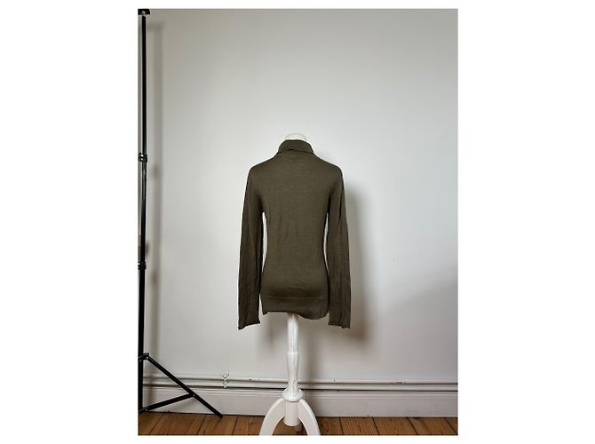 Vintage Loewe Woll-Kaschmir Rollkragenpullover Olivgrün L - Ansicht 3