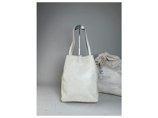 Bolsa Tote de Couro Vintage Courreges Branco - vista 10