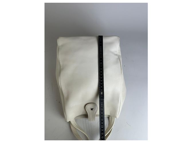 Bolsa Tote de Couro Vintage Courreges Branco - vista 9
