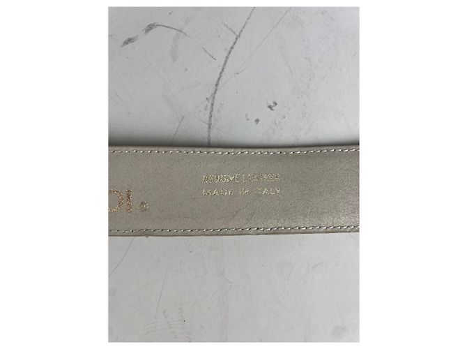 Vintage Fendi Ledergürtel mit F Logo Creme Gold Beige - Ansicht 10