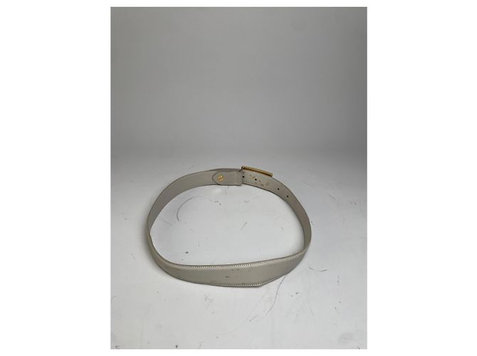 Vintage Fendi Ledergürtel mit F Logo Creme Gold Beige - Ansicht 3