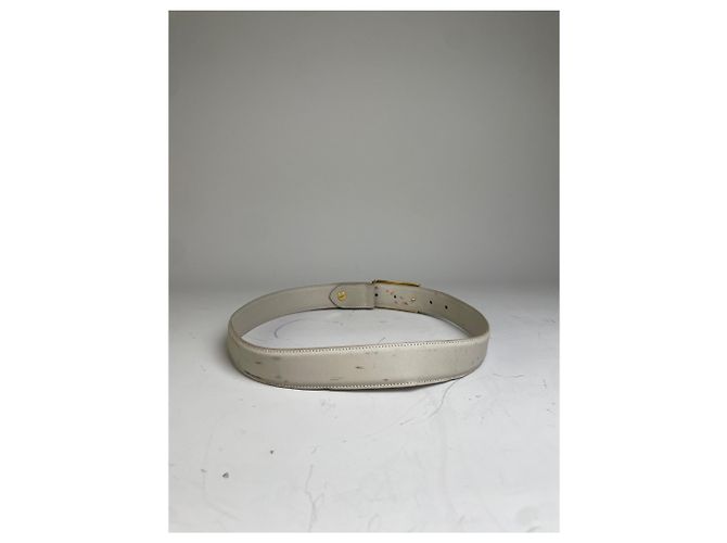 Vintage Fendi Ledergürtel mit F Logo Creme Gold Beige - Ansicht 5