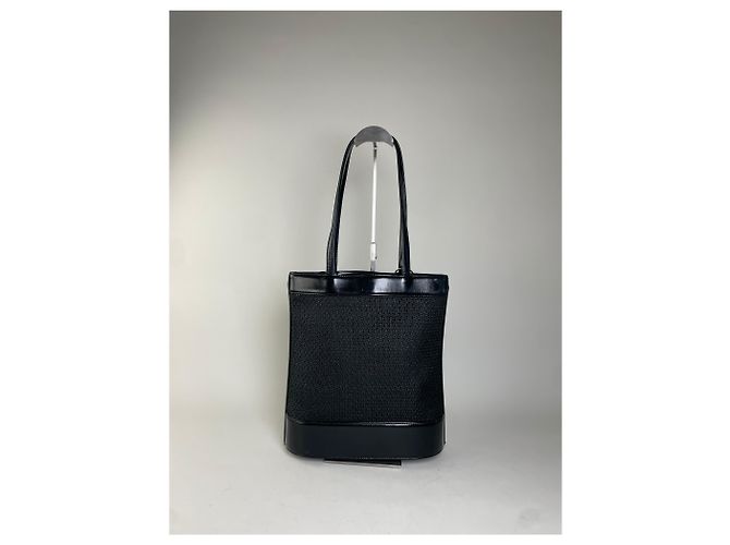 Tote in mesh e pelle vintage Courreges nero argento - vista 2