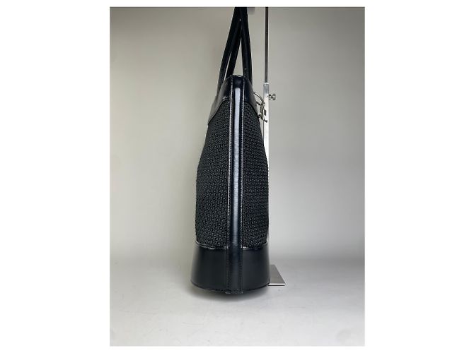 Tote in mesh e pelle vintage Courreges nero argento - vista 4