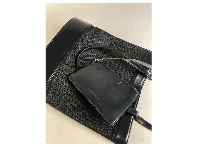 Tote in mesh e pelle vintage Courreges nero argento - vista 5