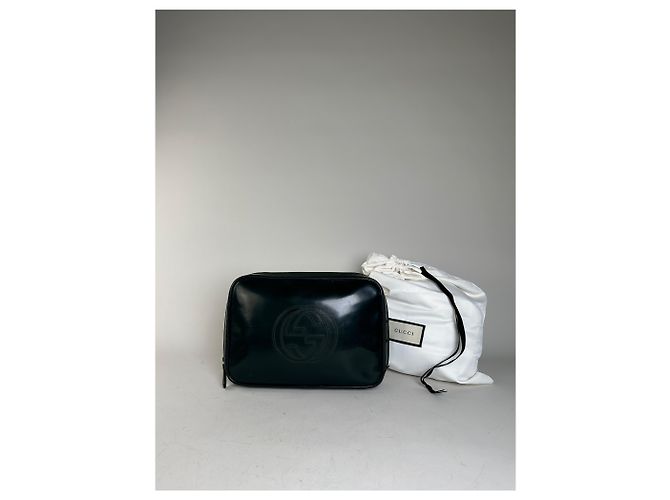 Beauty case vintage in pelle Gucci Verde scuro Argento Grigio - vista 13