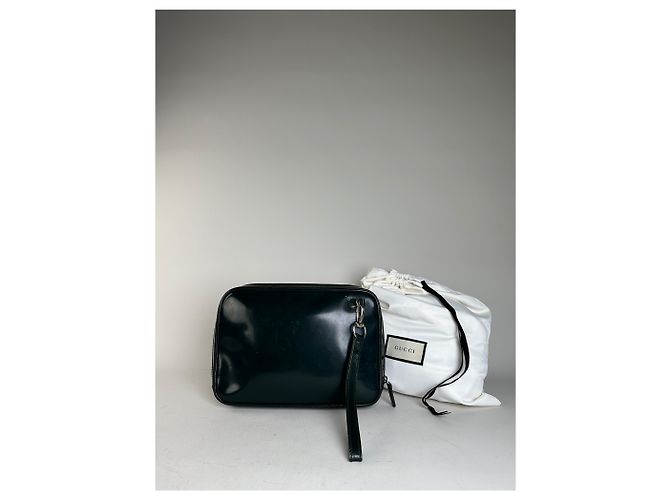 Beauty case vintage in pelle Gucci Verde scuro Argento Grigio - vista 2