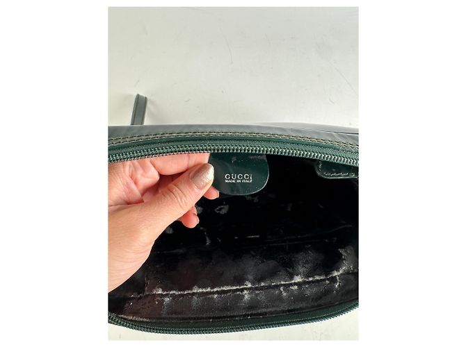 Beauty case vintage in pelle Gucci Verde scuro Argento Grigio - vista 7