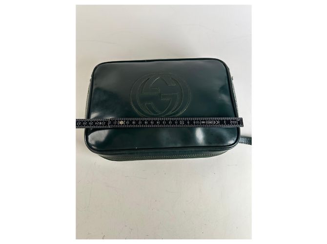 Beauty case vintage in pelle Gucci Verde scuro Argento Grigio - vista 9