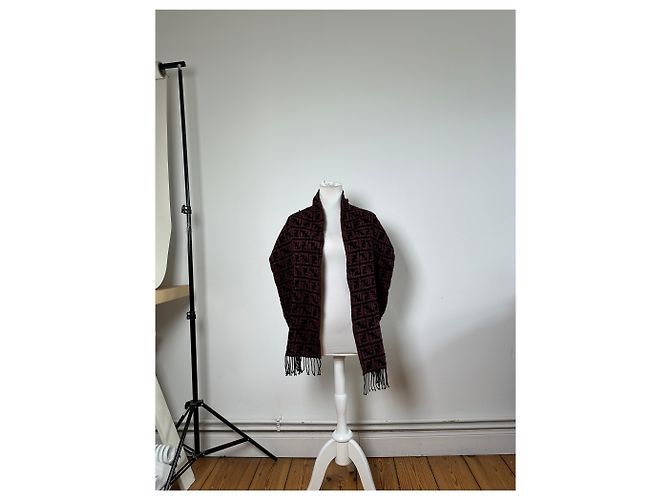 Sciarpa Vintage Fendi FF Monogram Nero Rosa - vista 2