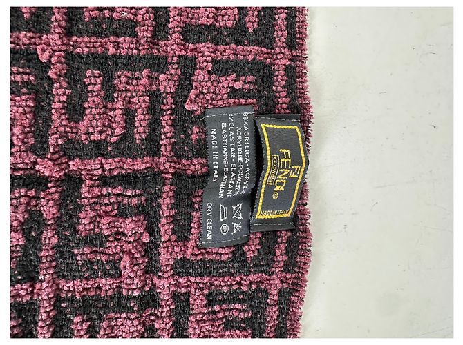 Sciarpa Vintage Fendi FF Monogram Nero Rosa - vista 3