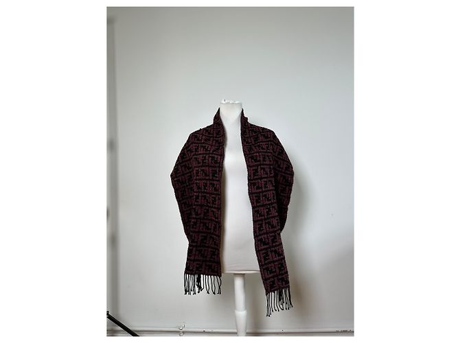 Sciarpa Vintage Fendi FF Monogram Nero Rosa - vista 4