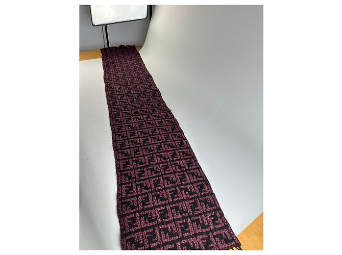 Sciarpa Vintage Fendi FF Monogram Nero Rosa - vista 7