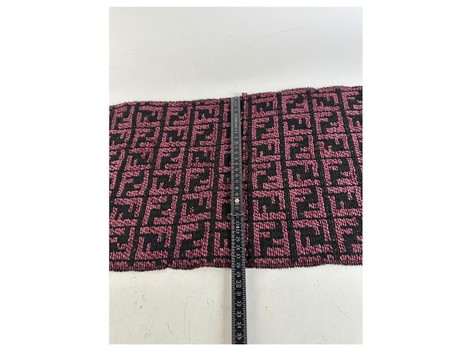 Sciarpa Vintage Fendi FF Monogram Nero Rosa - vista 9