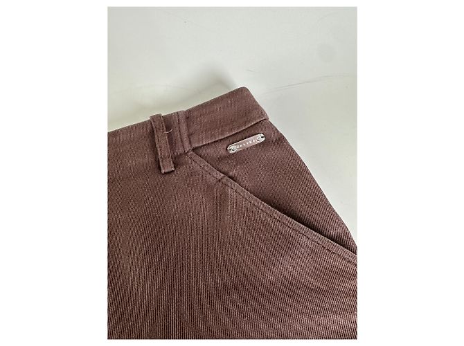 Céline Gonna in twill di cotone vintage Celine Marrone L - vista 11