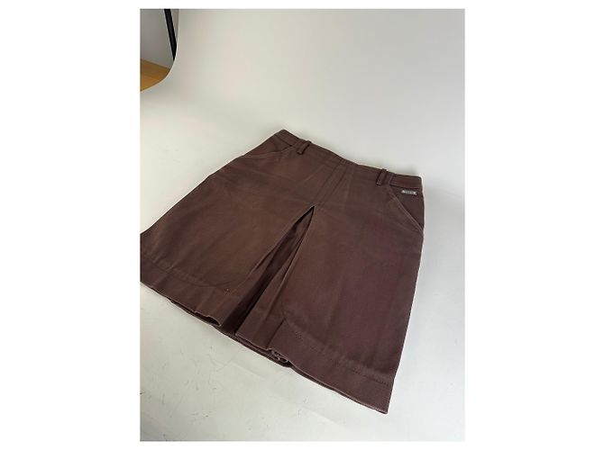 Céline Gonna in twill di cotone vintage Celine Marrone L - vista 12