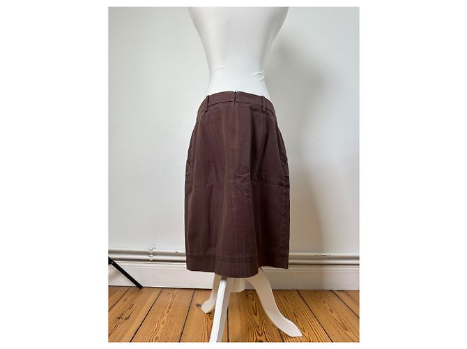 Céline Gonna in twill di cotone vintage Celine Marrone L - vista 15