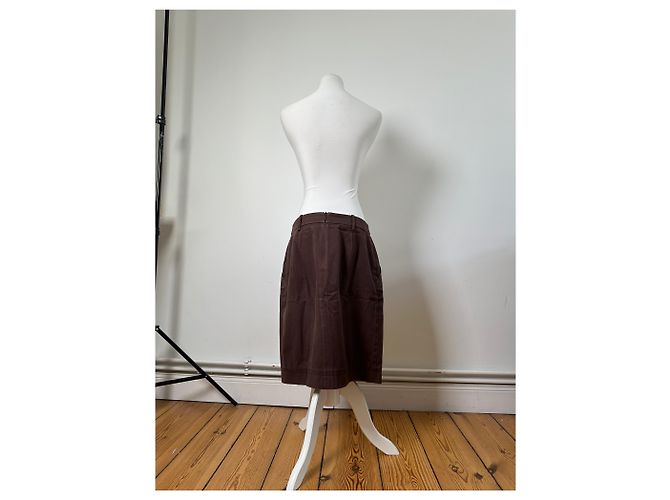 Céline Gonna in twill di cotone vintage Celine Marrone L - vista 3
