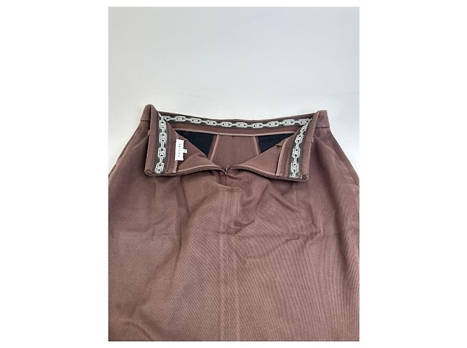 Céline Gonna in twill di cotone vintage Celine Marrone L - vista 4