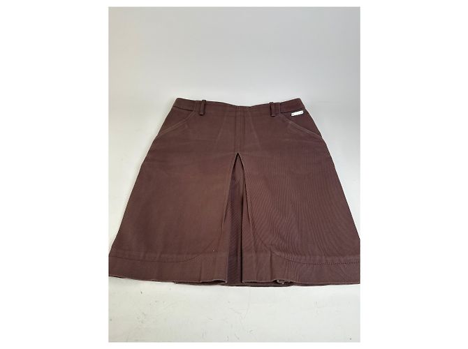 Céline Gonna in twill di cotone vintage Celine Marrone L - vista 5