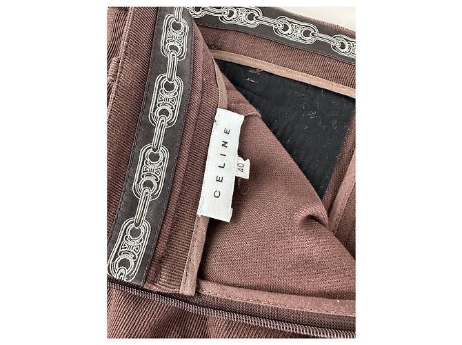 Céline Gonna in twill di cotone vintage Celine Marrone L - vista 6
