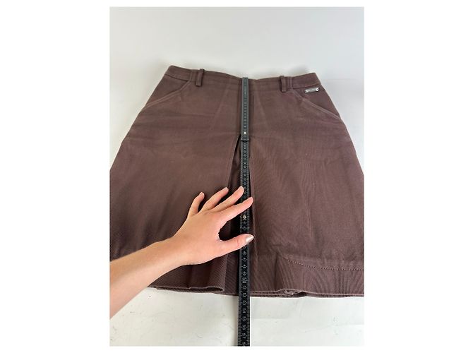 Céline Gonna in twill di cotone vintage Celine Marrone L - vista 7