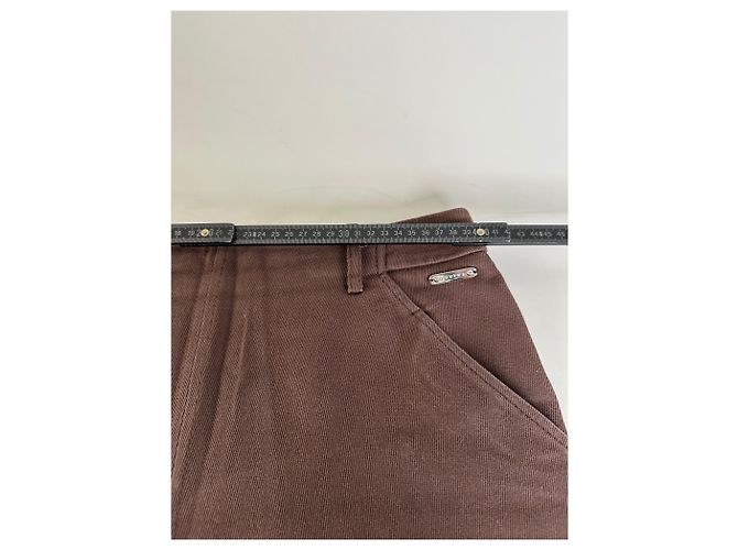 Céline Gonna in twill di cotone vintage Celine Marrone L - vista 9