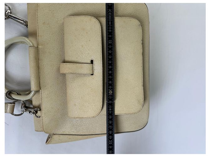 Bolso de hombro de cuero vintage Gucci Crema Plata Beige - vista 10