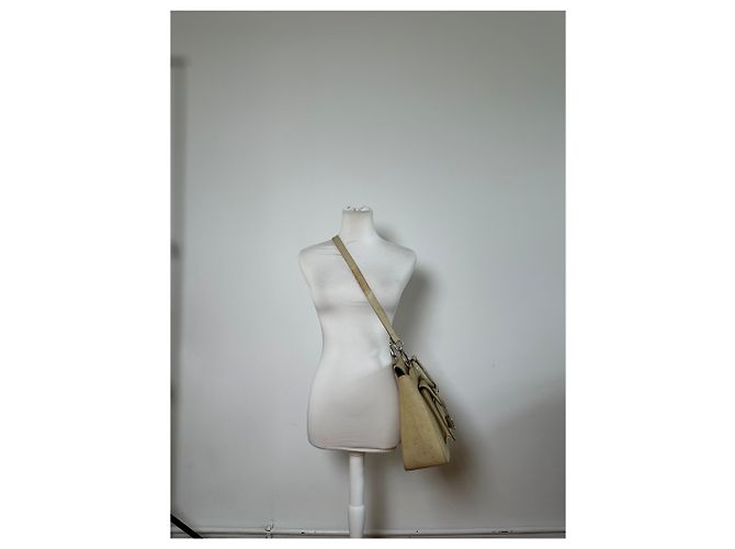 Bolso de hombro de cuero vintage Gucci Crema Plata Beige - vista 12