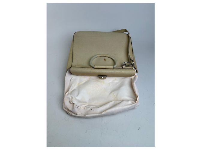 Bolso de hombro de cuero vintage Gucci Crema Plata Beige - vista 3