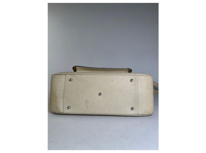 Bolso de hombro de cuero vintage Gucci Crema Plata Beige - vista 9