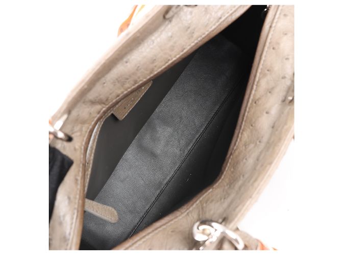 Borsa a mano 2Way Lady Dior in struzzo Large marrone Grigio - vista 12