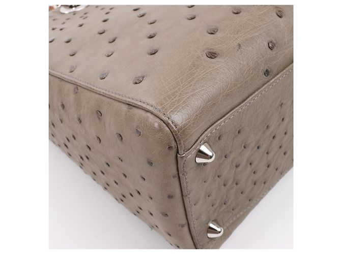 Borsa a mano 2Way Lady Dior in struzzo Large marrone Grigio - vista 20