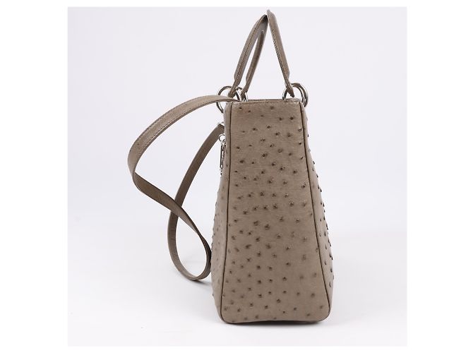 Borsa a mano 2Way Lady Dior in struzzo Large marrone Grigio - vista 5